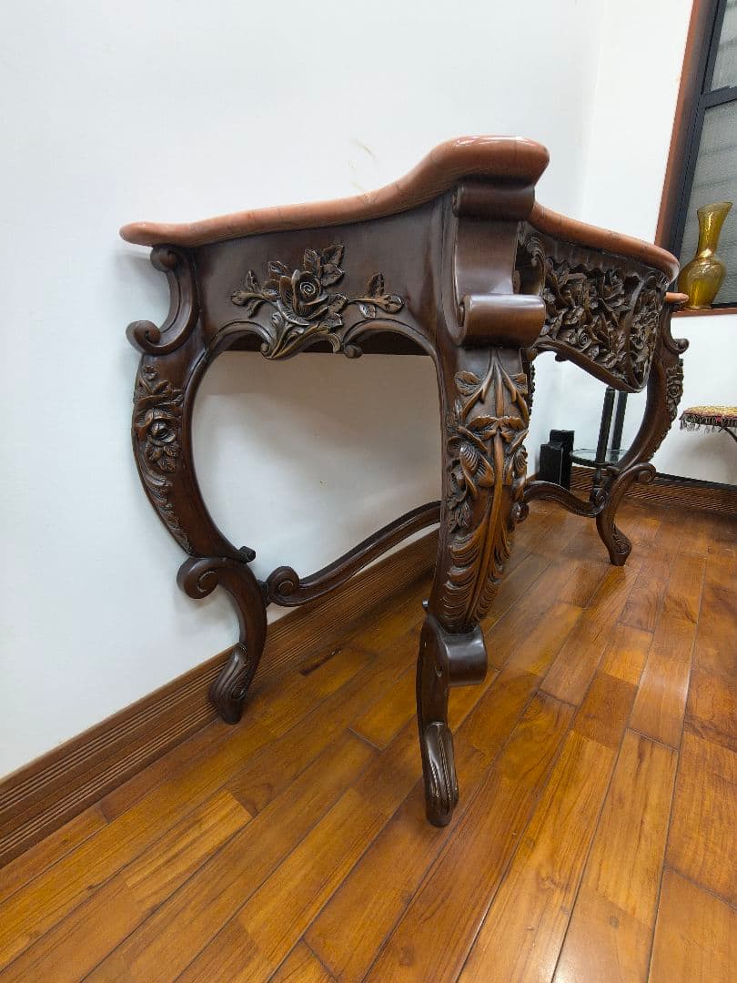 【引き取り限定】コンソール　イギリス高級家具　大理石天板　猫足　レノン家具