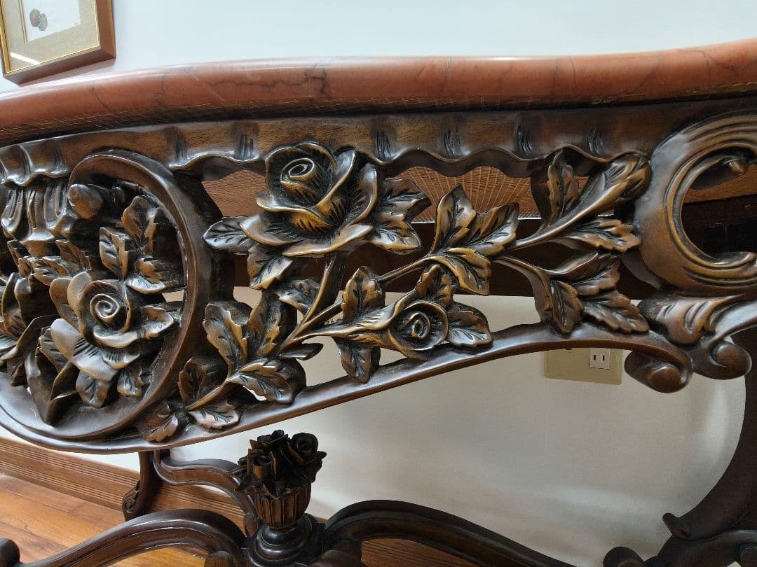 【引き取り限定】コンソール　イギリス高級家具　大理石天板　猫足　レノン家具