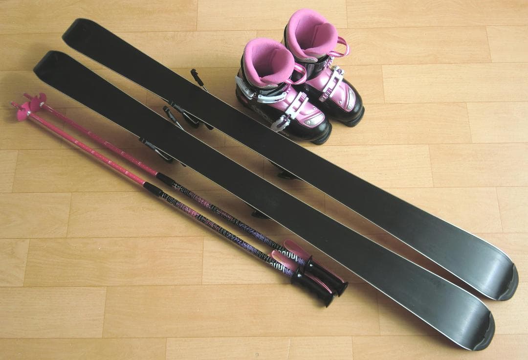 ■■送料無料■サロモン■子供用スキーフルセット■板120靴22■WAX済■■