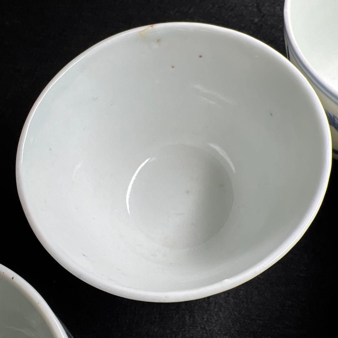 中国清時代　青花人物画煎茶碗5客　口径約7㎝　東Y8-0205☆2Fトヒカ