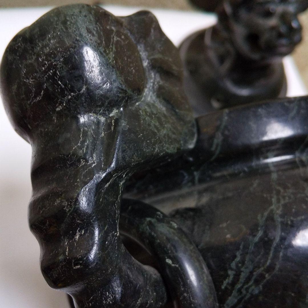 骨董 中国古玩 蛇紋石 三足香炉