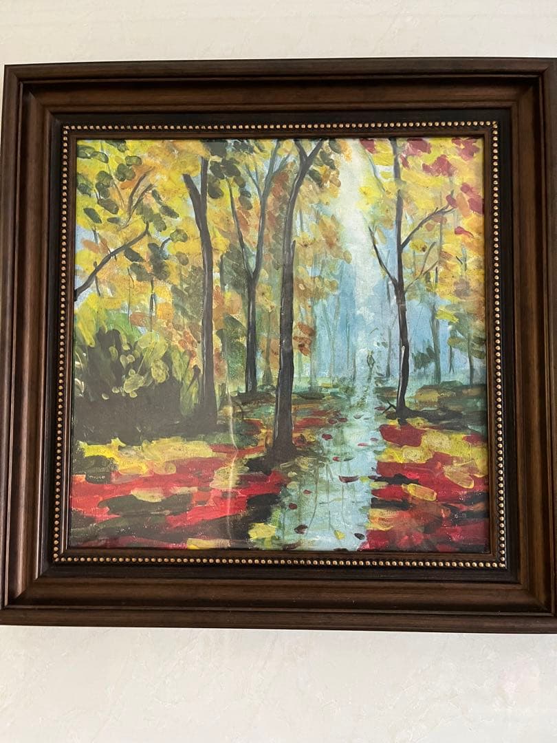 秋の風景 油彩画 フレーム付き