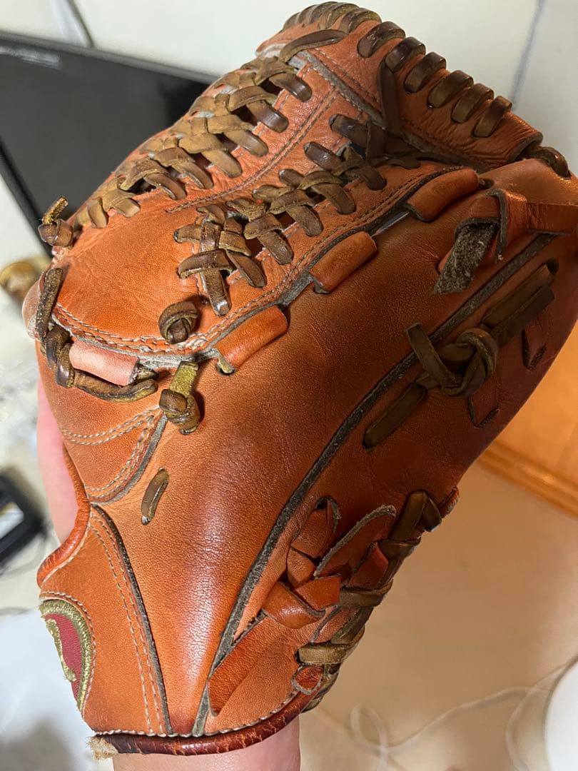 オレンジ レザー 右投げ 野球グローブ