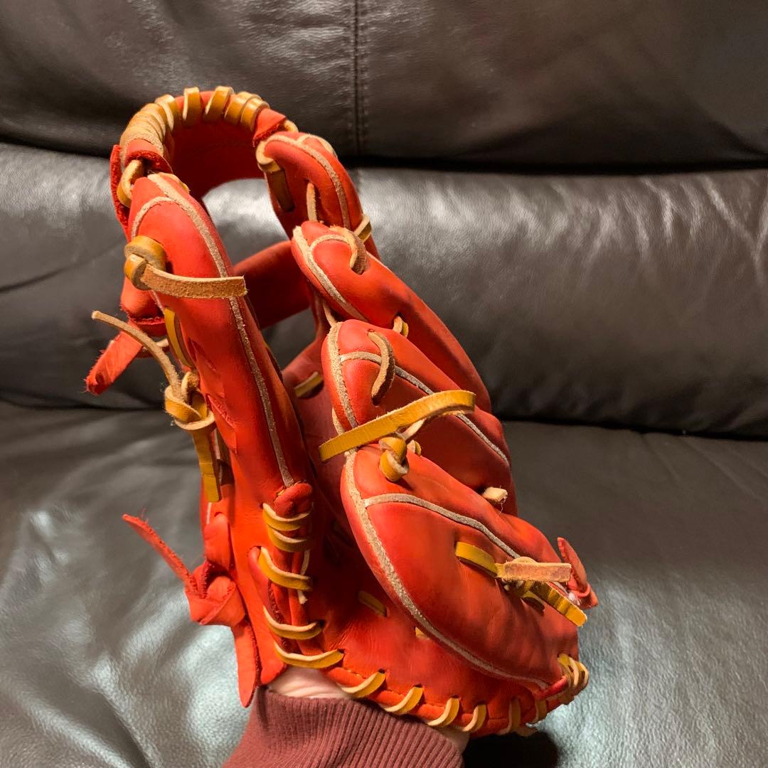アシックス　ゴールドステージ 野球グローブ 赤オレンジ　軟式内野手
