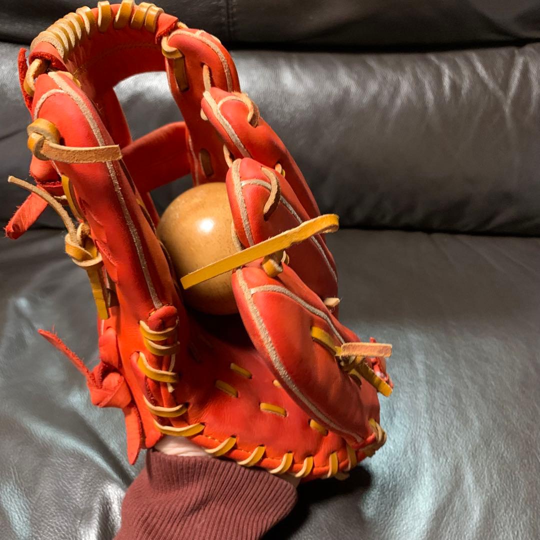 アシックス　ゴールドステージ 野球グローブ 赤オレンジ　軟式内野手