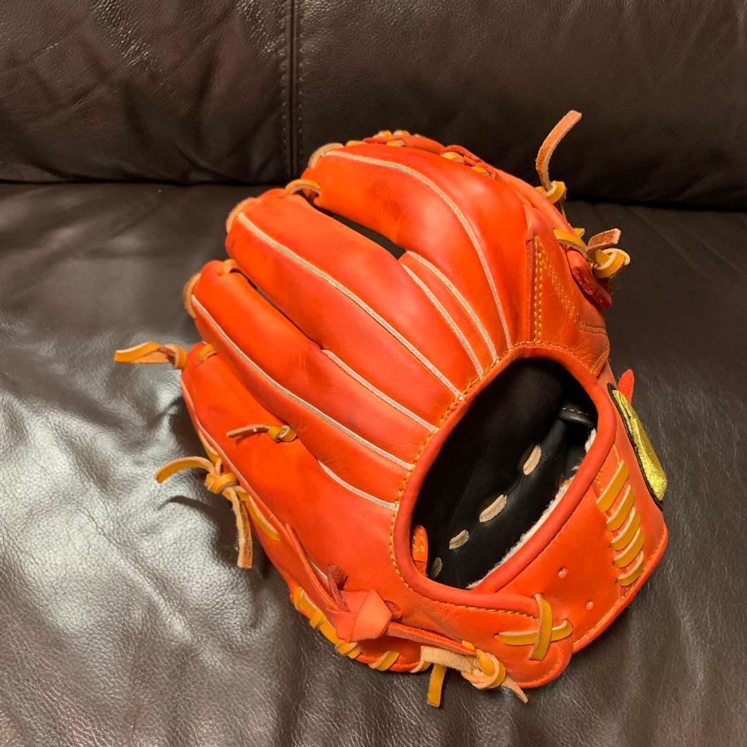 アシックス　ゴールドステージ 野球グローブ 赤オレンジ　軟式内野手