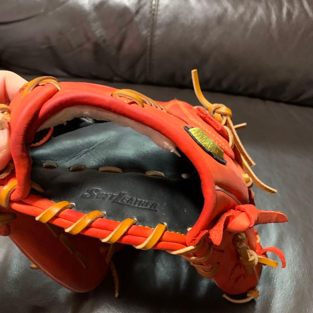 アシックス　ゴールドステージ 野球グローブ 赤オレンジ　軟式内野手