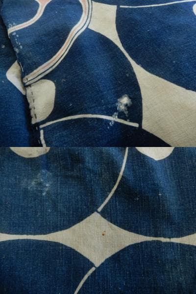 木綿・古布・火消し半纏のつなぎ布・明治期前後・と八番・繋ぎ輪違い文様