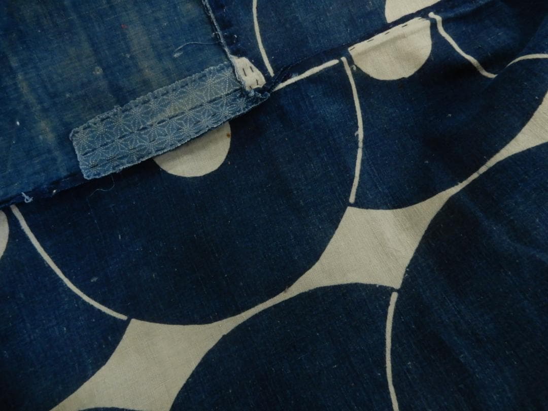 木綿・古布・火消し半纏のつなぎ布・明治期前後・と八番・繋ぎ輪違い文様