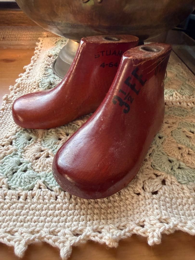 アンティーク木製靴型 子供ブーツ型 飴色レア 3 1/2E E シューモールド