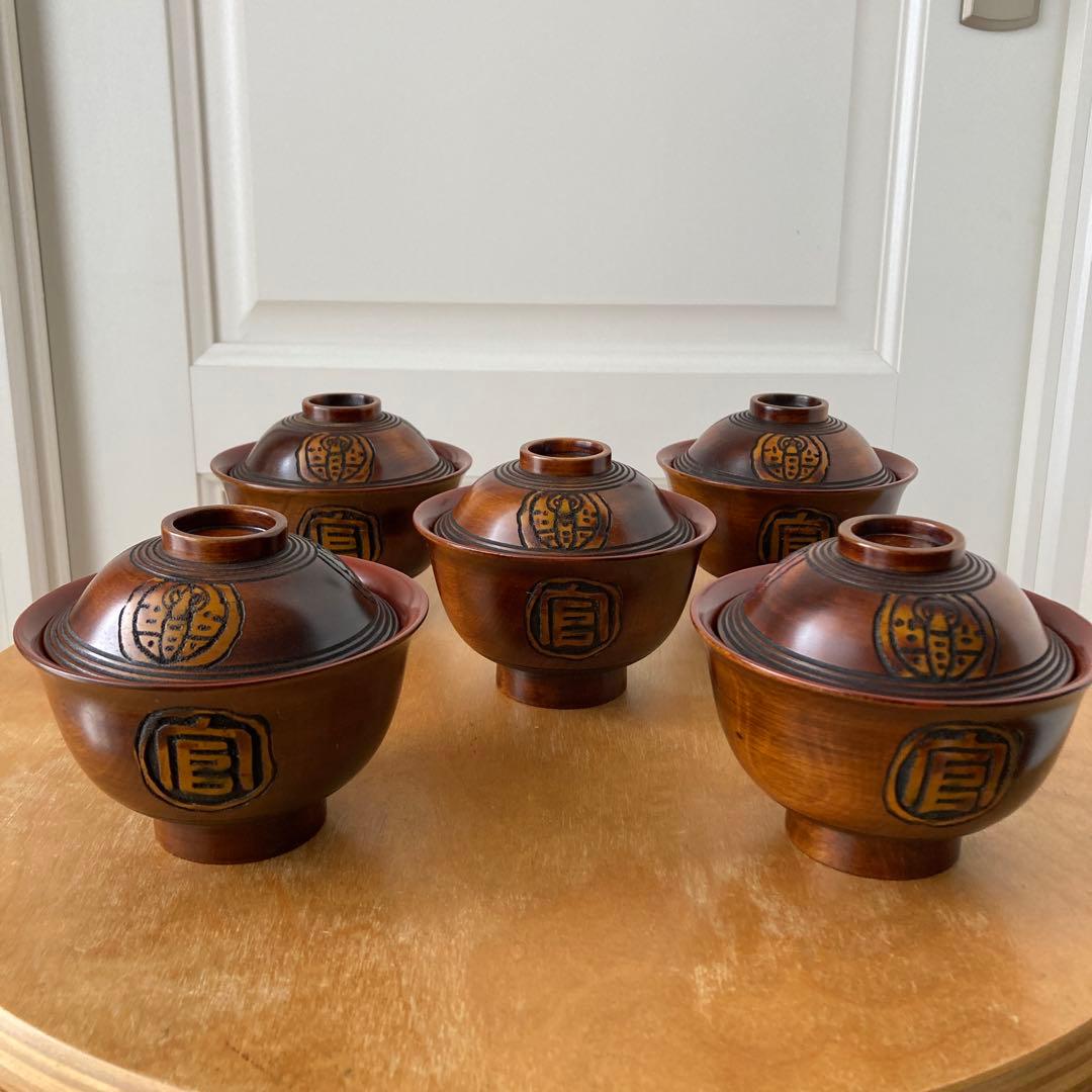 【専用です】烏城彫り　椀5客セット☆
