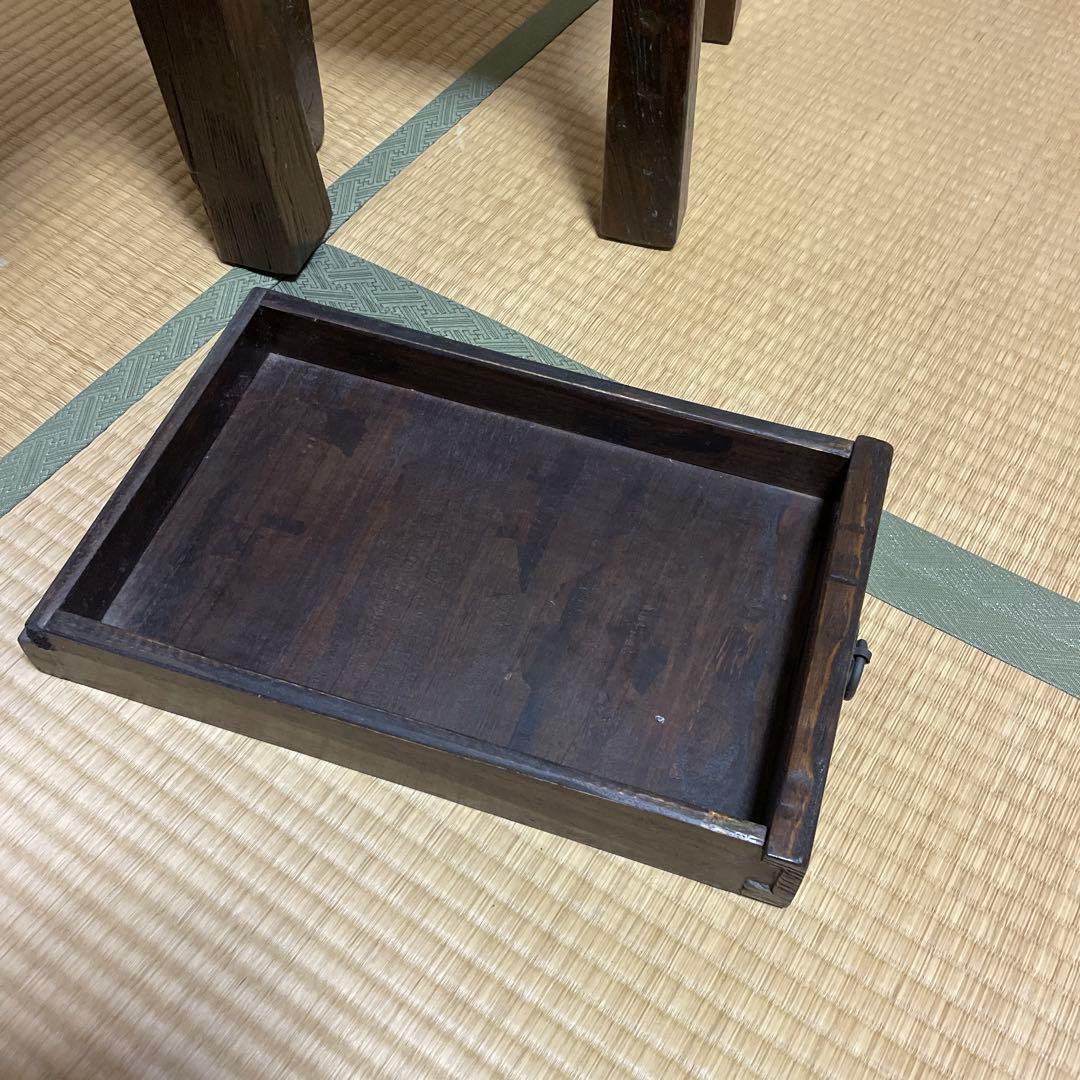 アンティーク　家具　浮造り　テーブル　イス（二脚）和風レトロ