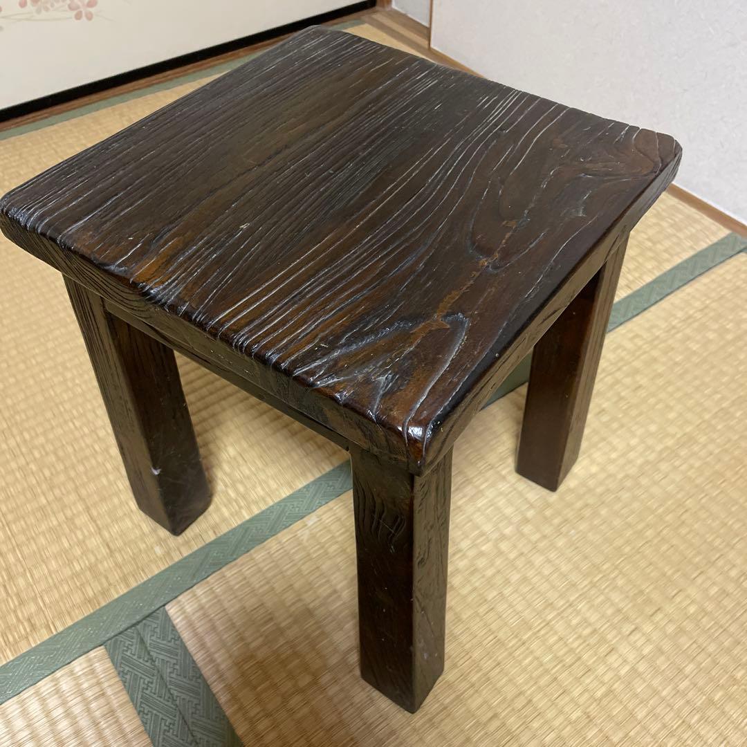 アンティーク　家具　浮造り　テーブル　イス（二脚）和風レトロ