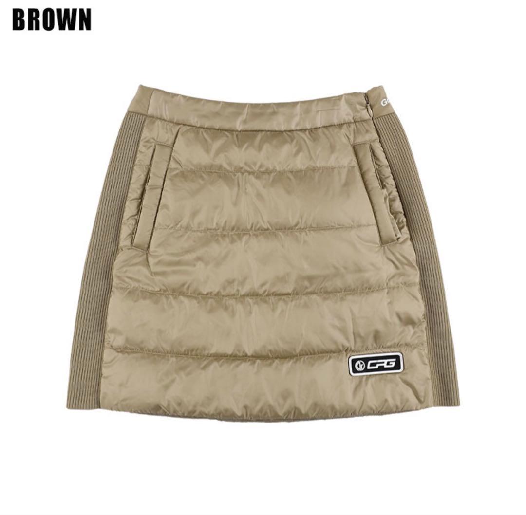 新品タグ付き　ダウンスカート　サイズ1 ベージュ　秋冬　ゴルフウェア　cpg