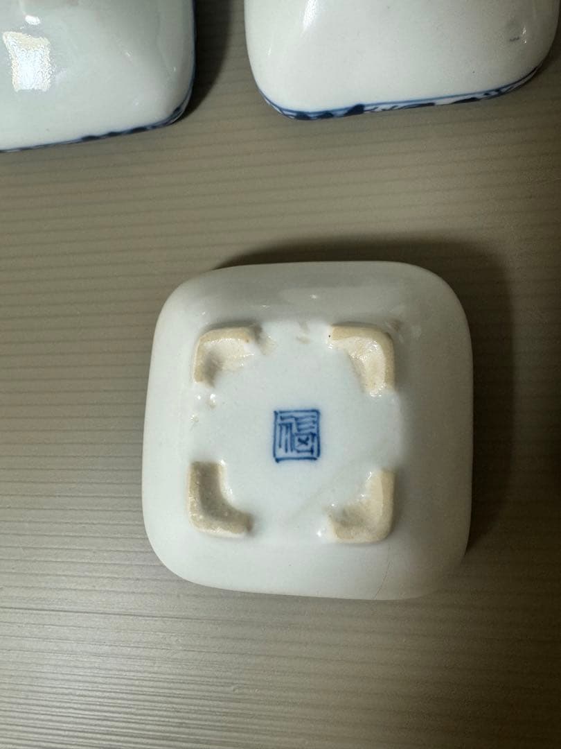 2223 九谷焼　角福　染付山水　小鉢　10客　時代物