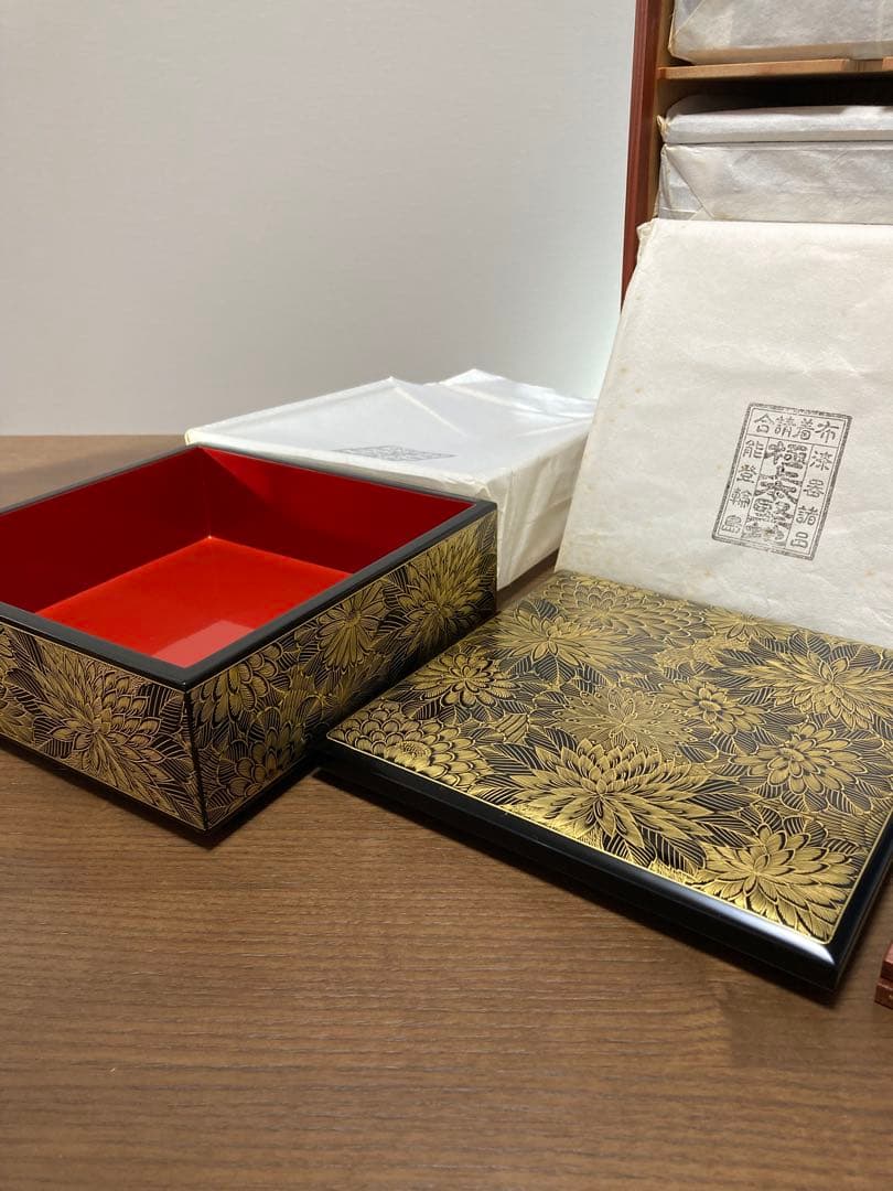 輪島塗　花柄五段重箱　木箱付き　最終値下