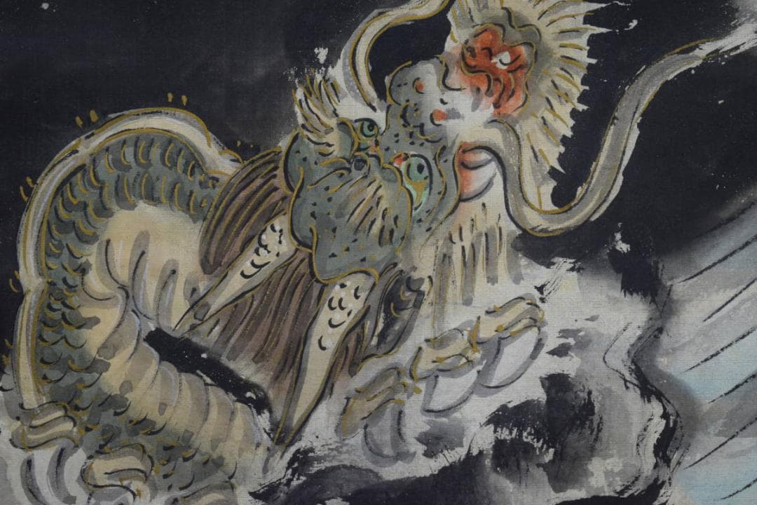 不詳/作者不明/古画/観音像図/龍図/布袋屋掛軸HG-134