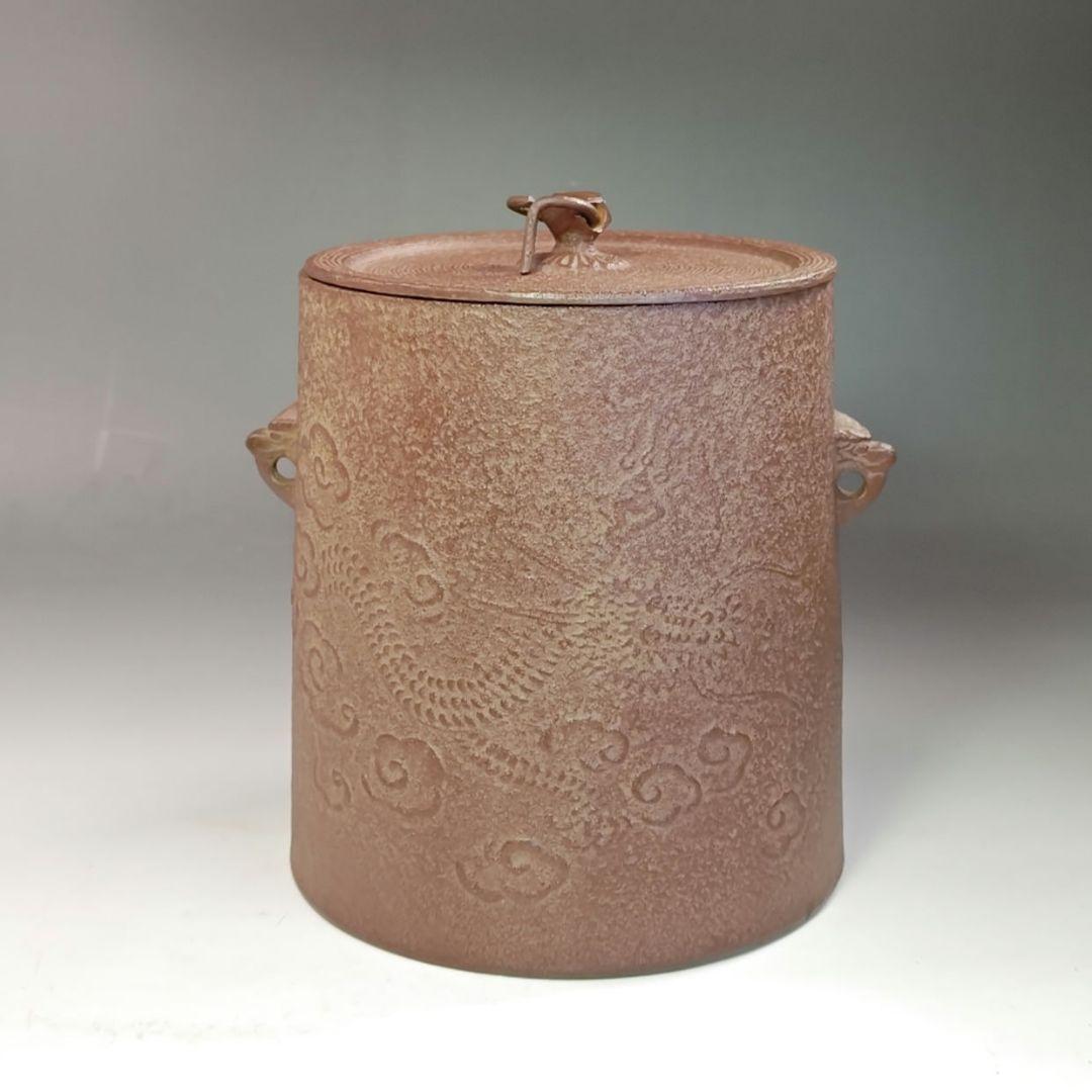 イ763 釜『釜師　佐藤浄清造』『雲龍釜　共箱　鉄釜』茶道具