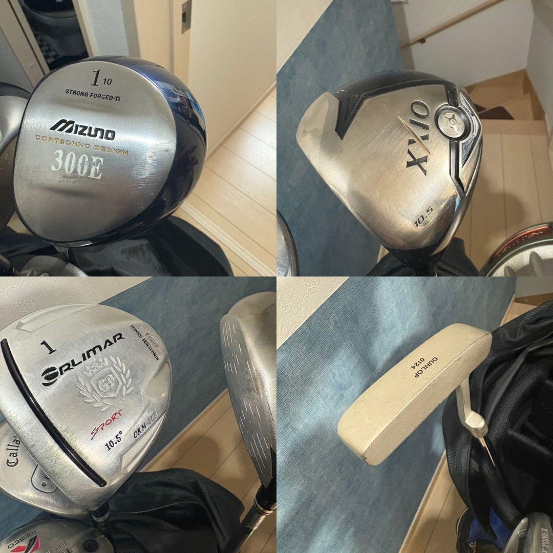 Mizuno キャディバッグ 黒/青　クラブセット　レフティメンズ