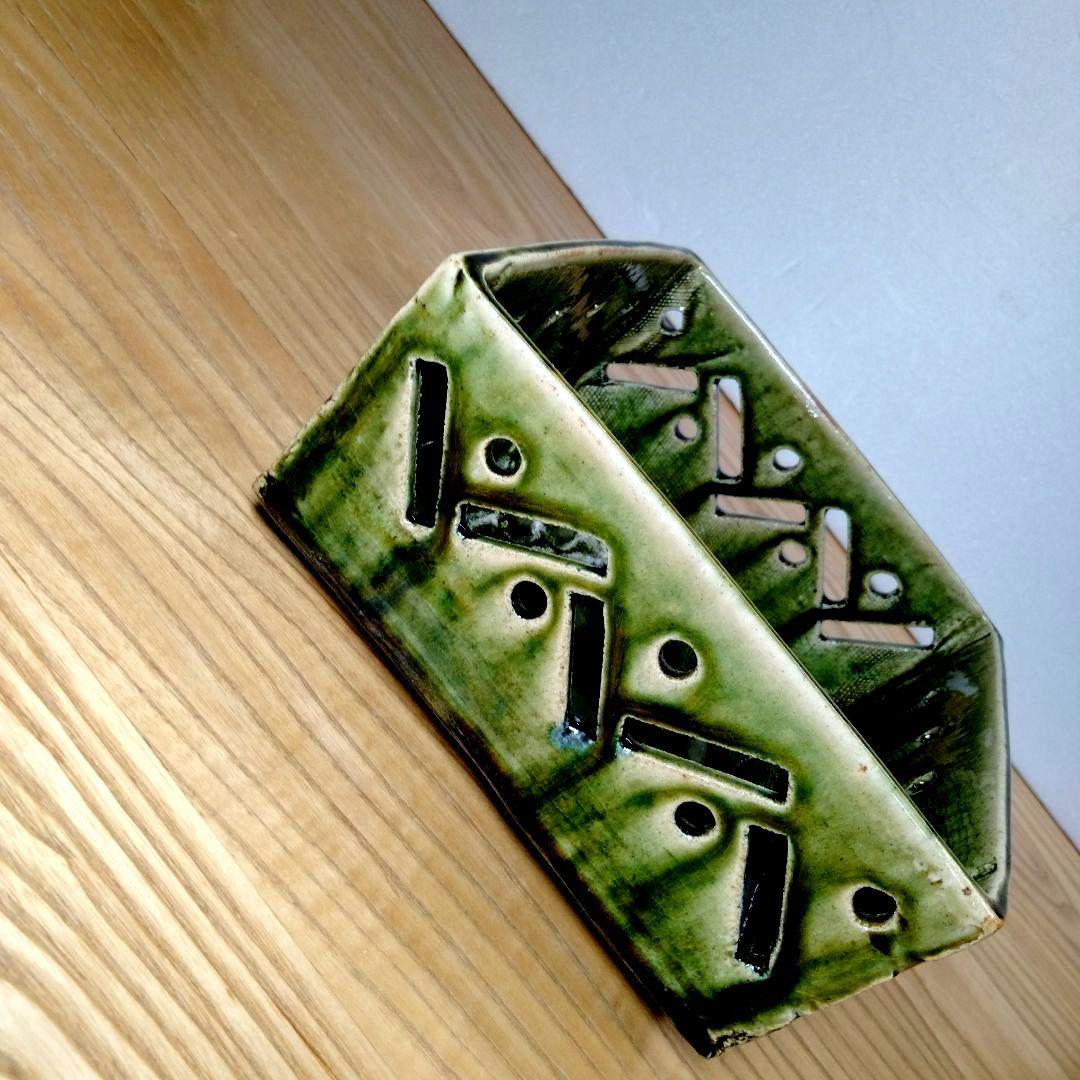 ☆ 玉置保夫 織部焼 菓子器