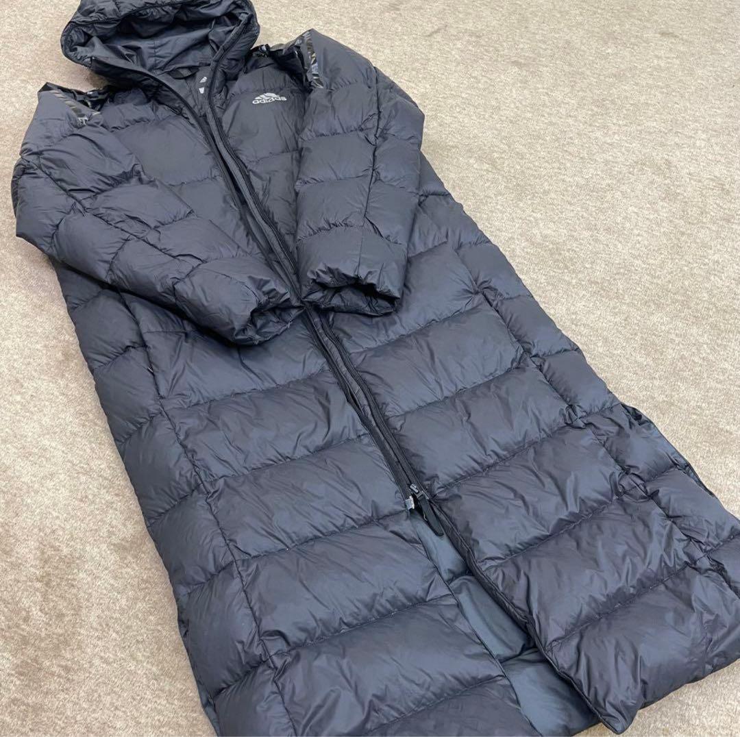 極美品　アディダス ロングダウンフェザーコート　ベンチコート　フィールドコート