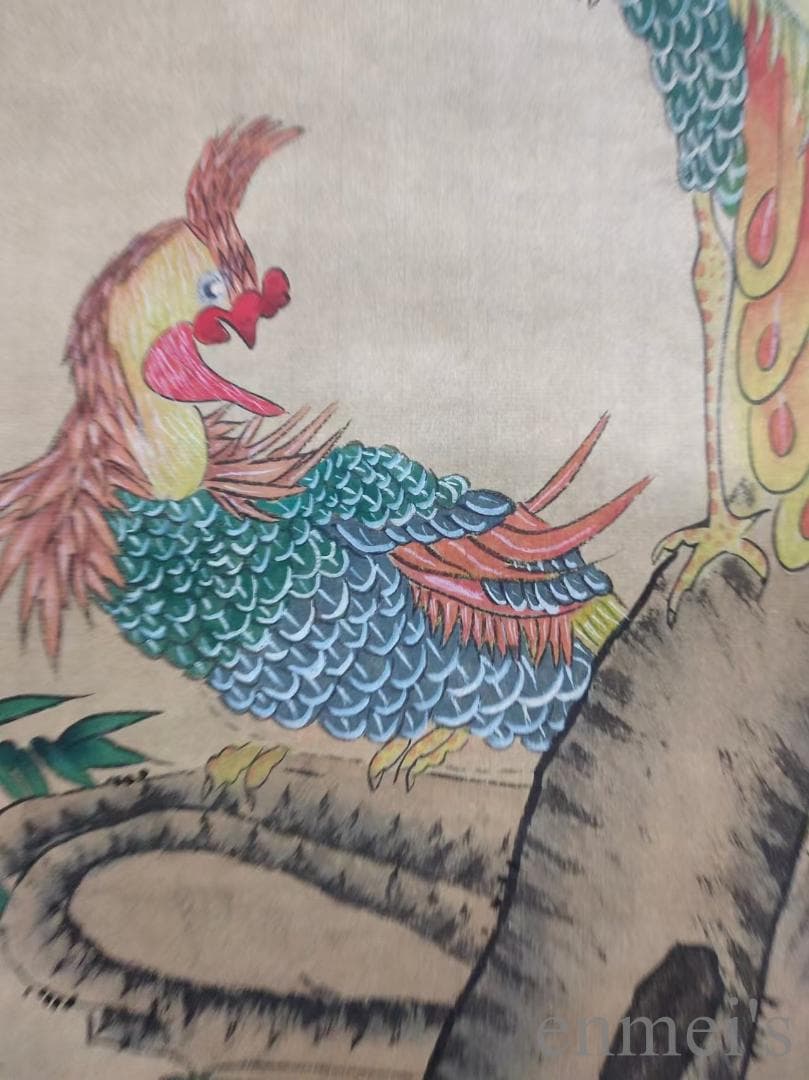 中国古美術.明時代.呂紀款.花鳥図.宣紙画.三尺手描き.旧蔵出.文房置物.唐物