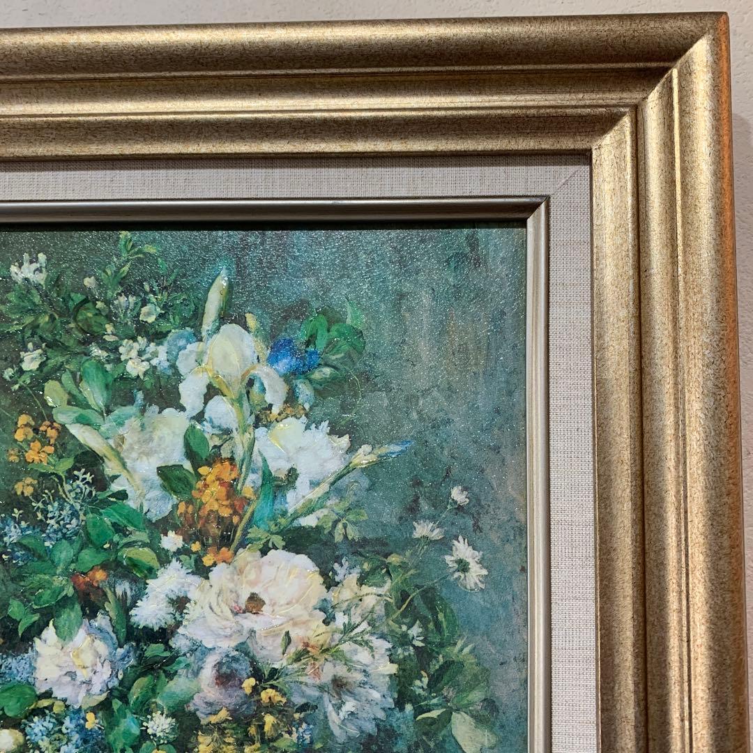 絵画　額装　油彩風複製画　ルノワール『春の花』さし箱有り