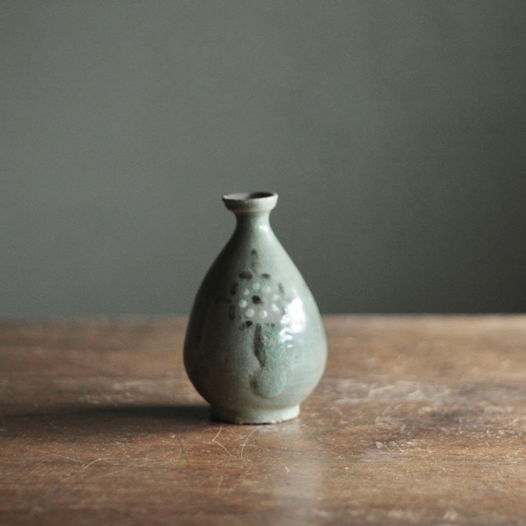 高麗青磁 白黒象嵌 徳利 酒器 古美術 古道具 アンティーク 朝鮮美術 高麗美術