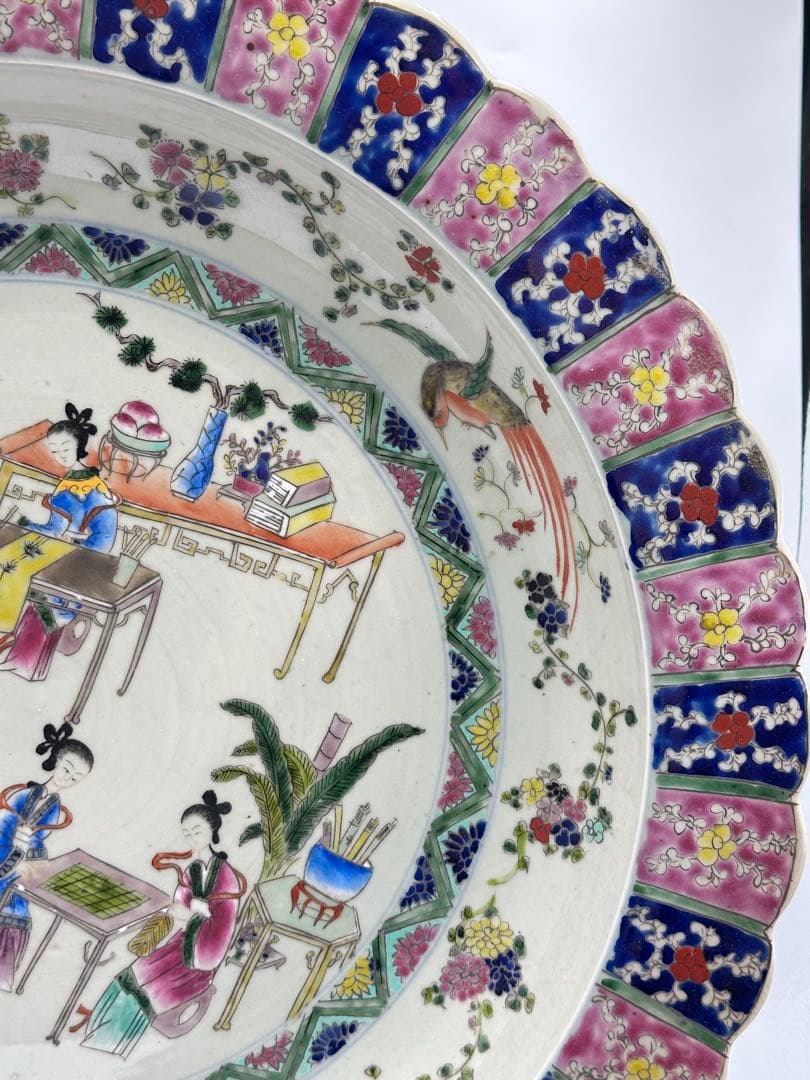 粉彩大皿 康熙辛亥中和堂製 大皿 時代物 骨董品 中國古美術 清時代 置物