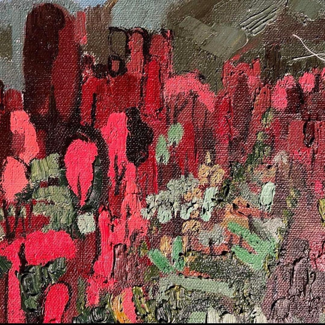 ★真作★ 文勝(ウンシュン) 無題 油絵 額付き 貴重作品