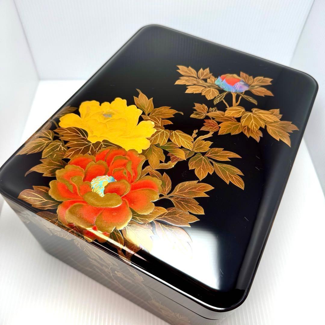 新品 輪島塗 文箱 文庫 硯箱 青貝 螺鈿 牡丹 天然木 漆 漆器 伝統工芸