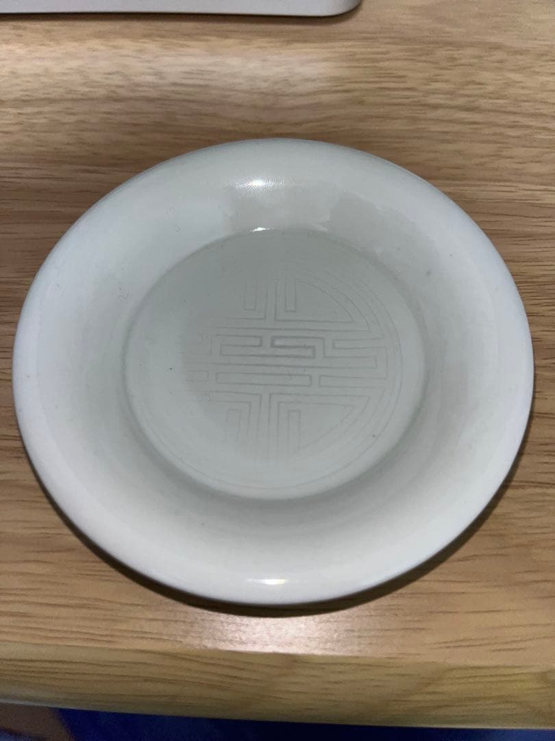 伊万里 白磁印刻寿文豆皿 5枚 江戸末期(1860年頃) Imari ware