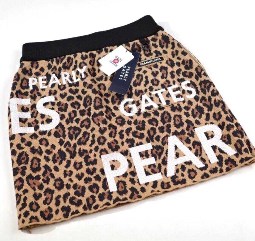 【PEARLY GATES】秋冬 レオパード柄 ニット ストレッチスカート1番M