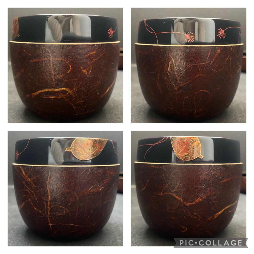 和紙貼六瓢蒔絵　大棗　瓢箪 麗子作　和紙貼　茶席