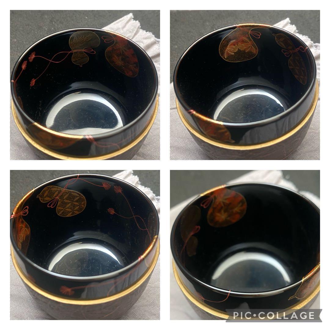 和紙貼六瓢蒔絵　大棗　瓢箪 麗子作　和紙貼　茶席