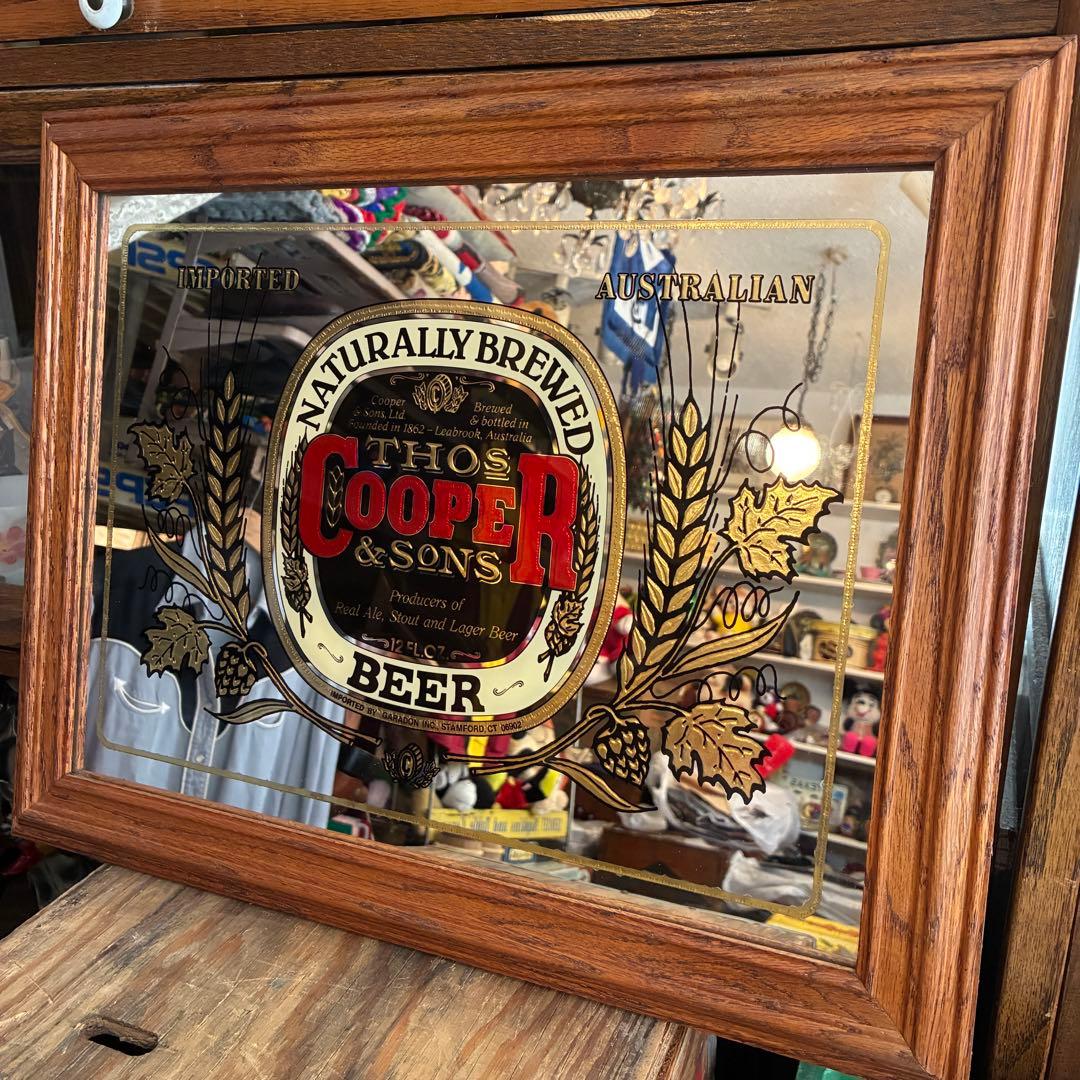 貴重！COOPER BEERアメリカアンティーク　パブミラーUSA 鏡　お酒看板