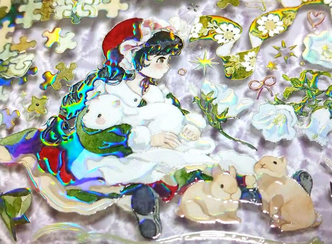 のこり２☆SALE☆J499＃绯翠随想(虹光)切売り海外人物装飾マステ女子