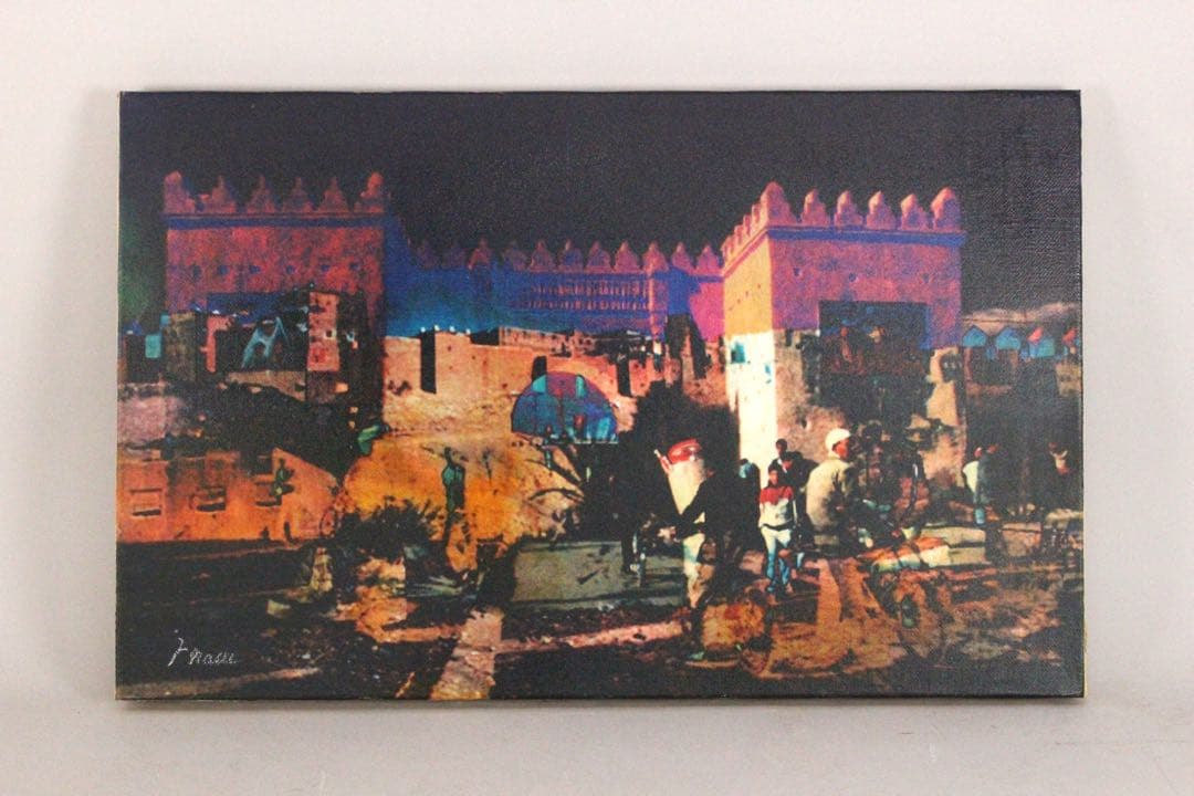 No4855 額装　奈須豊「モロッコの記憶 ”夜”」　サイン入　箱付　送料無料