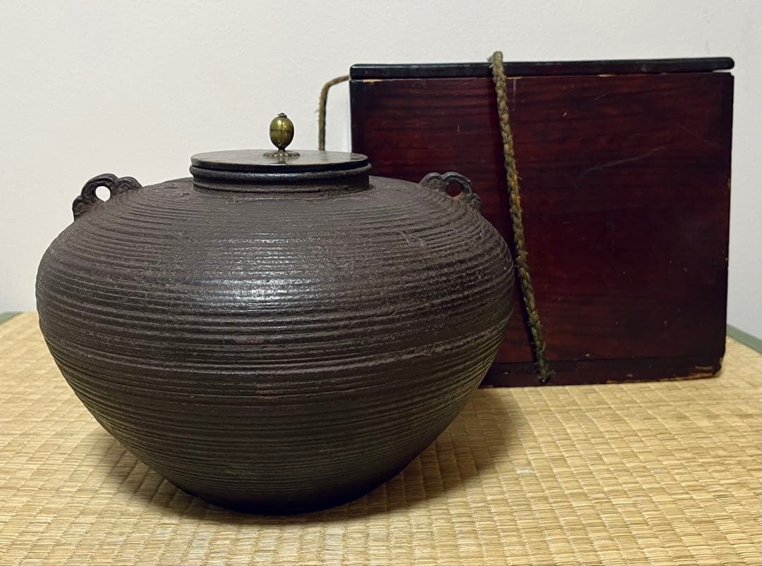 【時代】筋独楽形釜