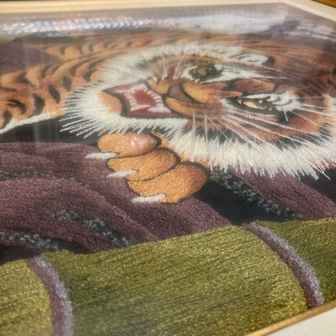 レトロ 糸の絵画 松鳩文化刺繍 虎 寅 トラ 竹林 絵画 芸術 美術 アート