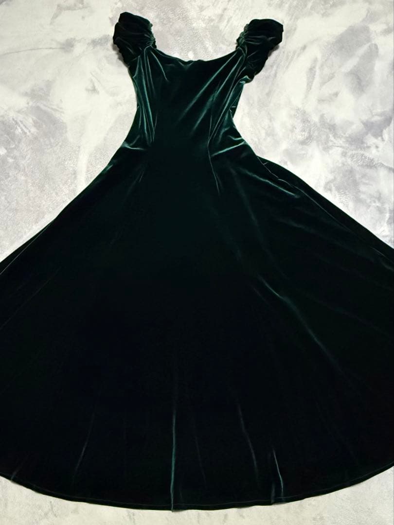 u'ino! ハワイ　ベロア　ドレス　グリーン　S フラダンス　衣装