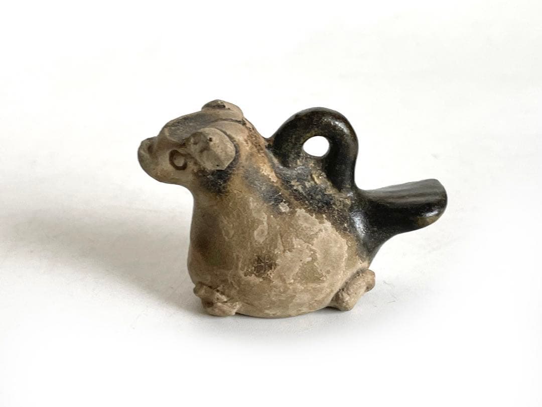 骨董　アンティーク　長沙窯　獣形玩具　犬　文鎮　土人形　民芸　民藝　発掘品