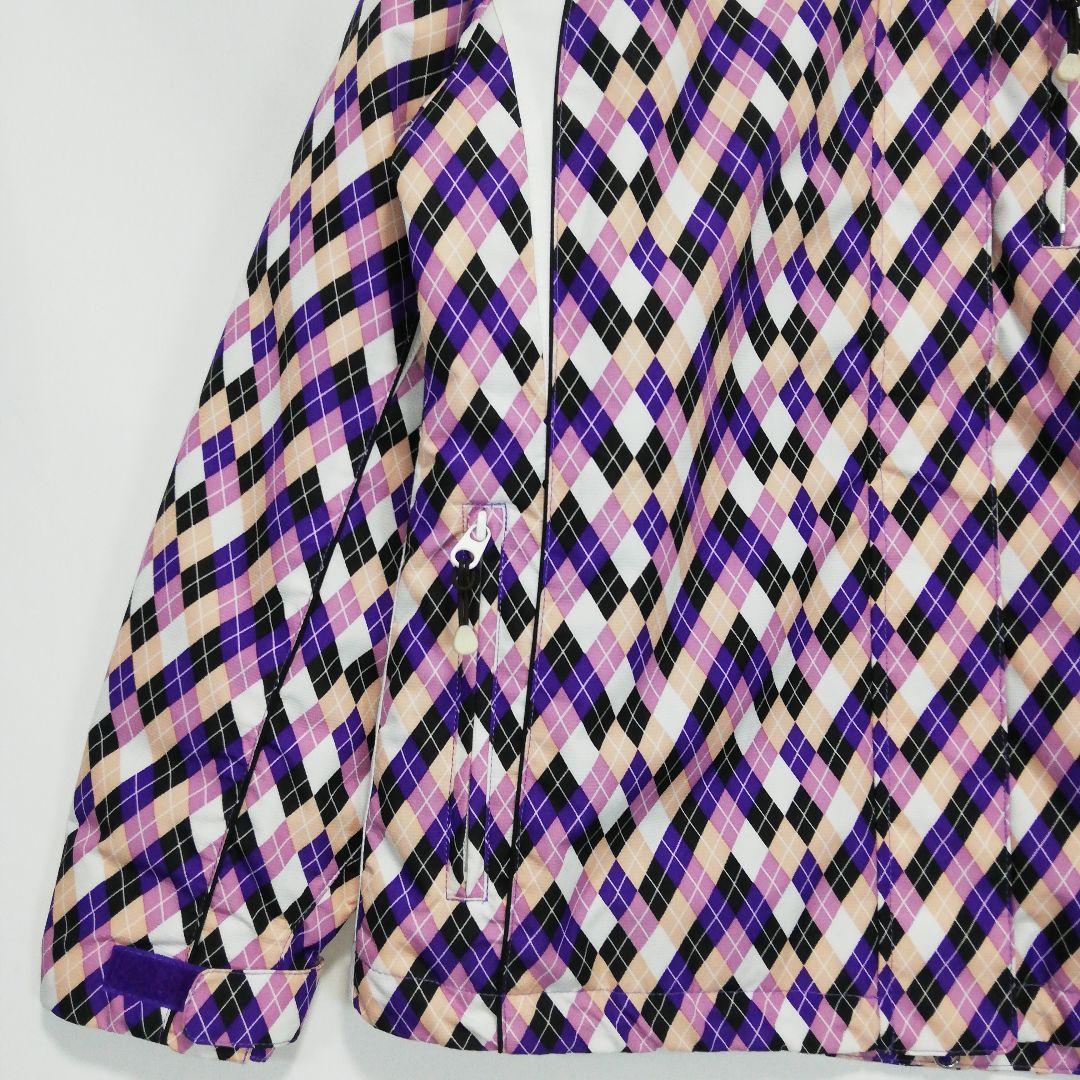 レディース LLサイズ スキーウェア ジャケット アーガイル パープル系 女性用