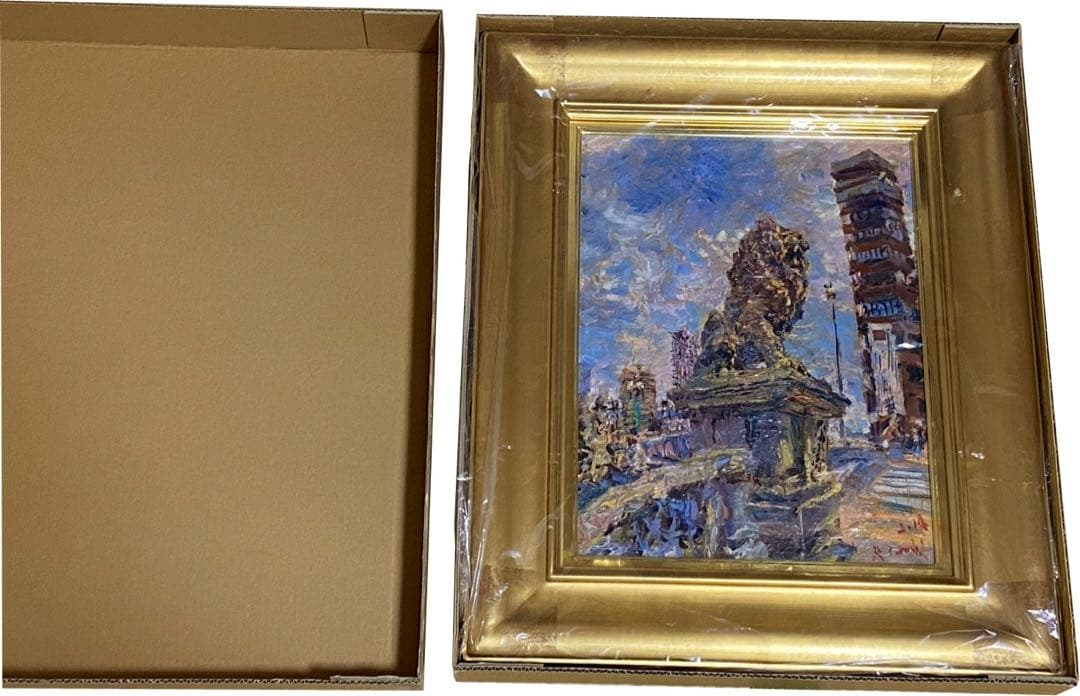 田渕隆三『なにわ橋』油彩F6 直筆サイン 額装