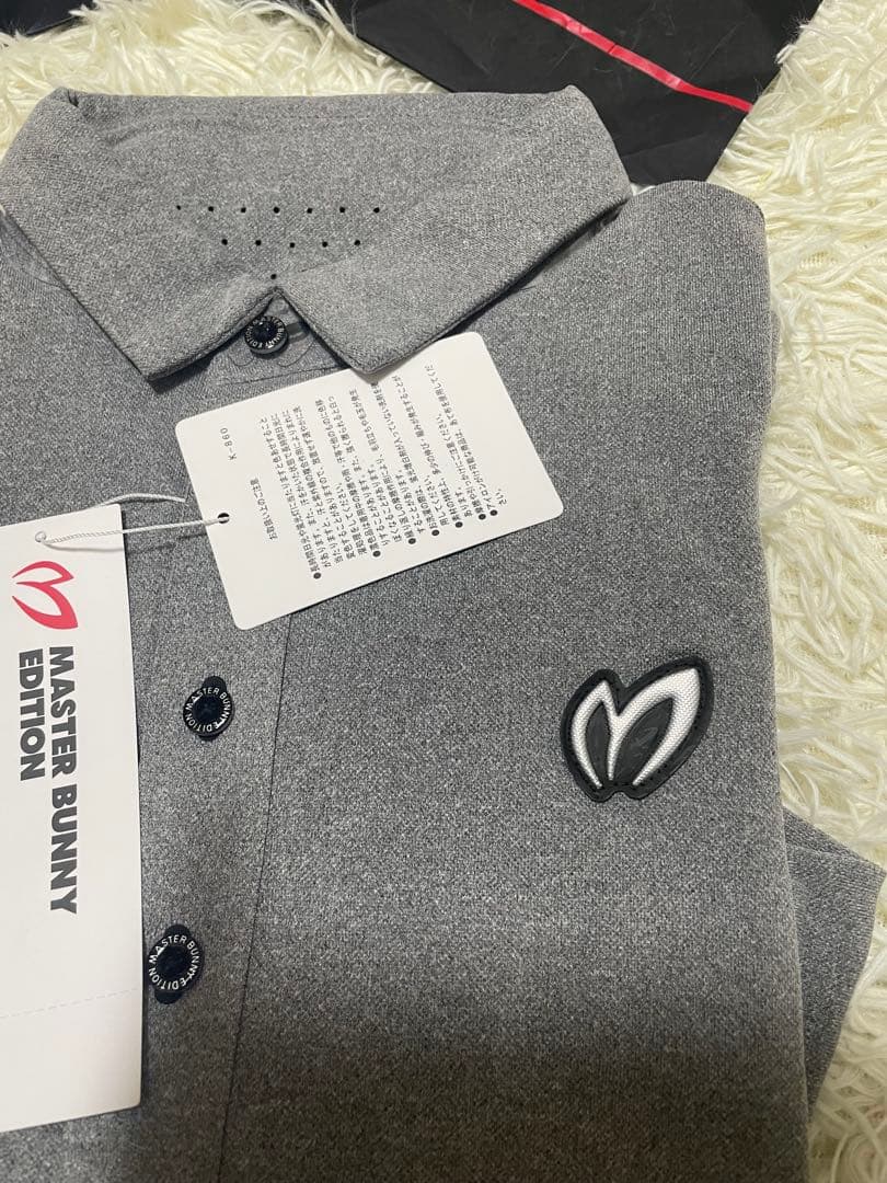 マスターバニーメンズ 長袖 ポロシャツ ワンポイントロゴサイズ4