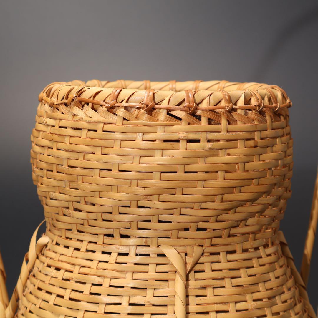 花入　花籠　即中斎好　方円籠　伝統工芸有馬籠　昭竹斎　共箱　R1499ラ