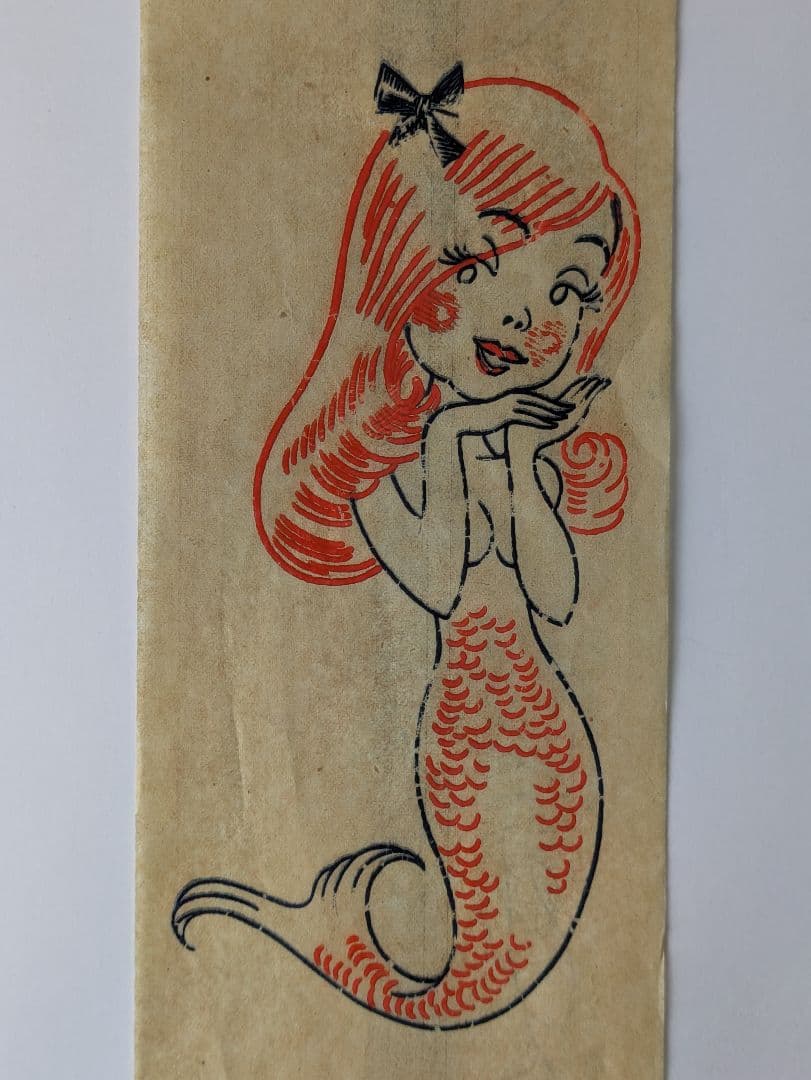 レア ビンテージ 転写紙 アイロンプリント マーメイド 人魚 50s 60s
