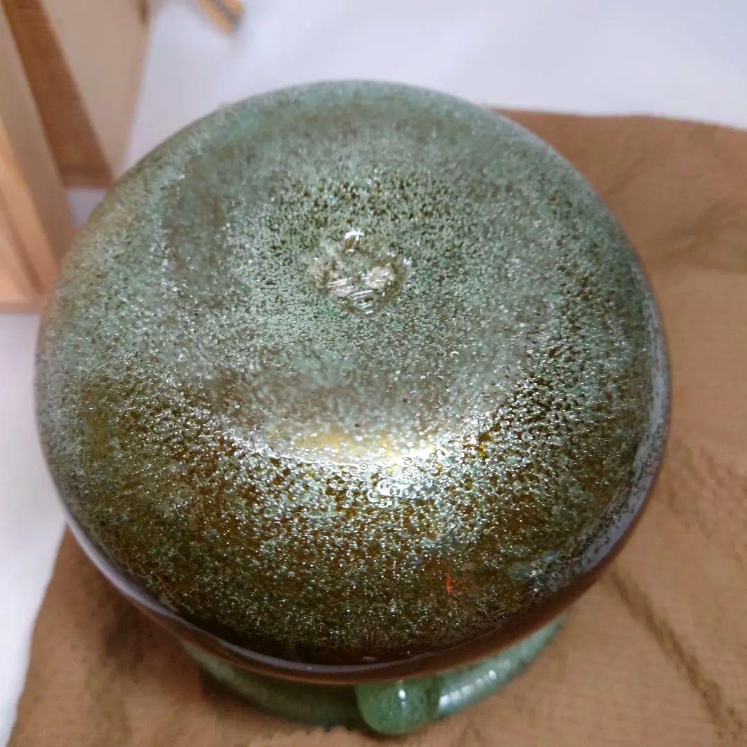 稲嶺盛吉　琉球泡ガラス　建水　花器　共箱