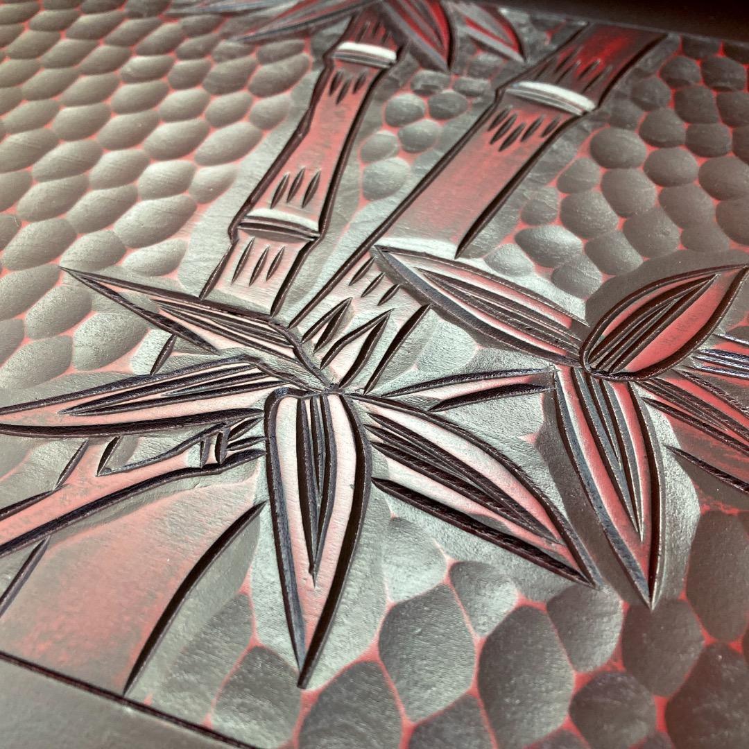 【鎌倉彫】竹模様の衣裳盆 大小2個組