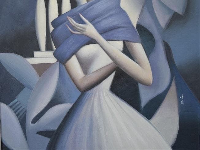 20世紀・日本の洋画家・二科展ドン　東郷青児　肉筆油彩色